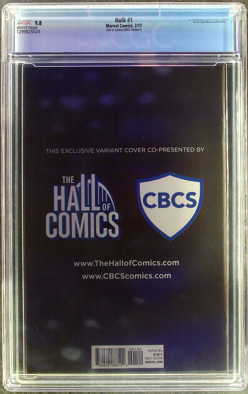 Hulk #1 (2017) CGC 9.8 NM/MT WHITE Hall of Comics/CBCS Edition A Hulk 181 Homage