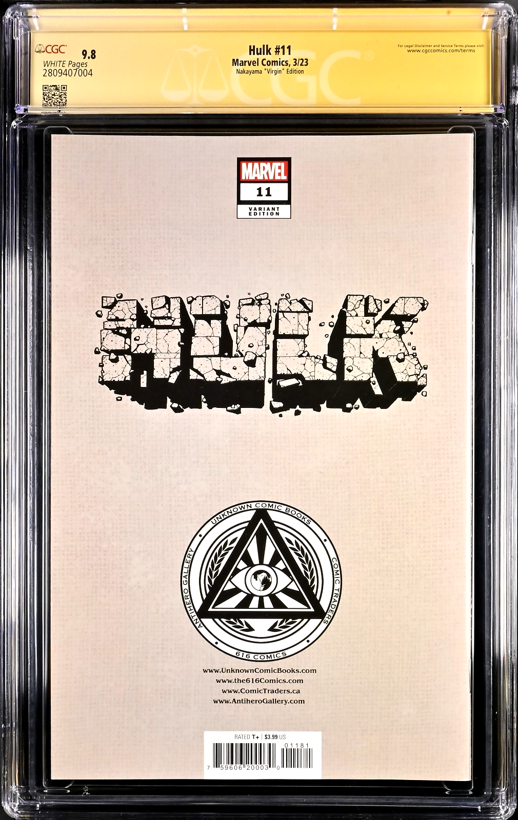 Hulk #11 (2023) CGC SS 9.8 NM/MT Illuminati Unknown David Nakayama DNA Signed