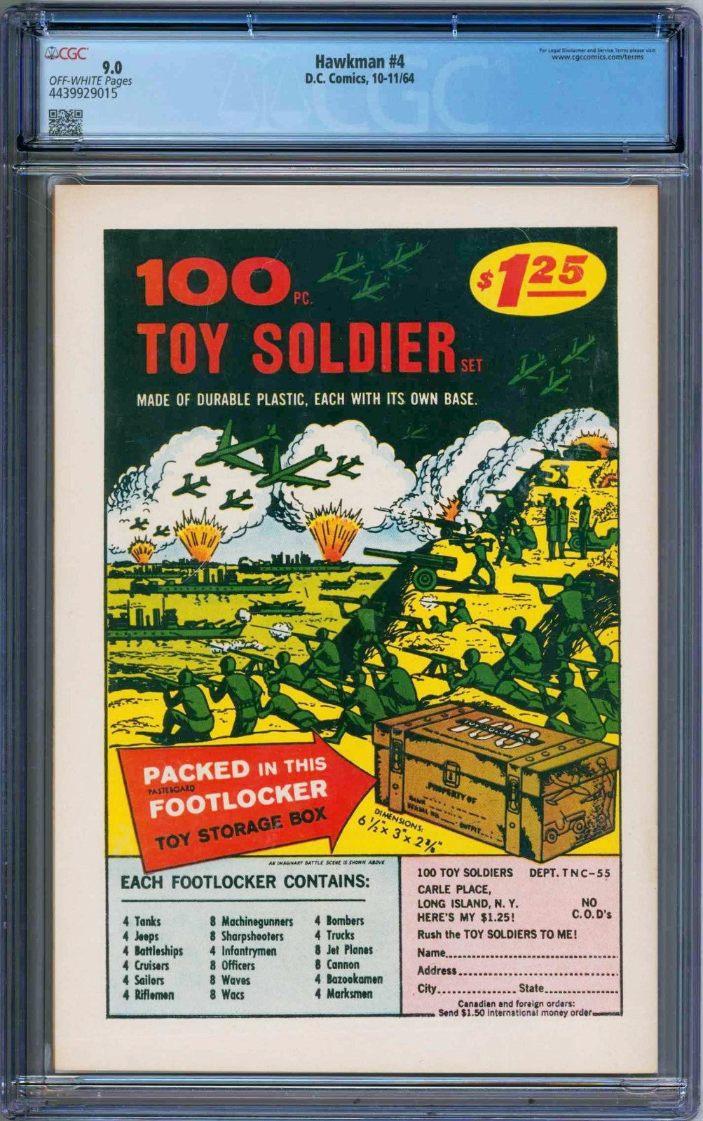 Hawkman #4 (1964) CGC 9.0 VF/NM Off-White Pages KEY Origin &  1st Zatanna