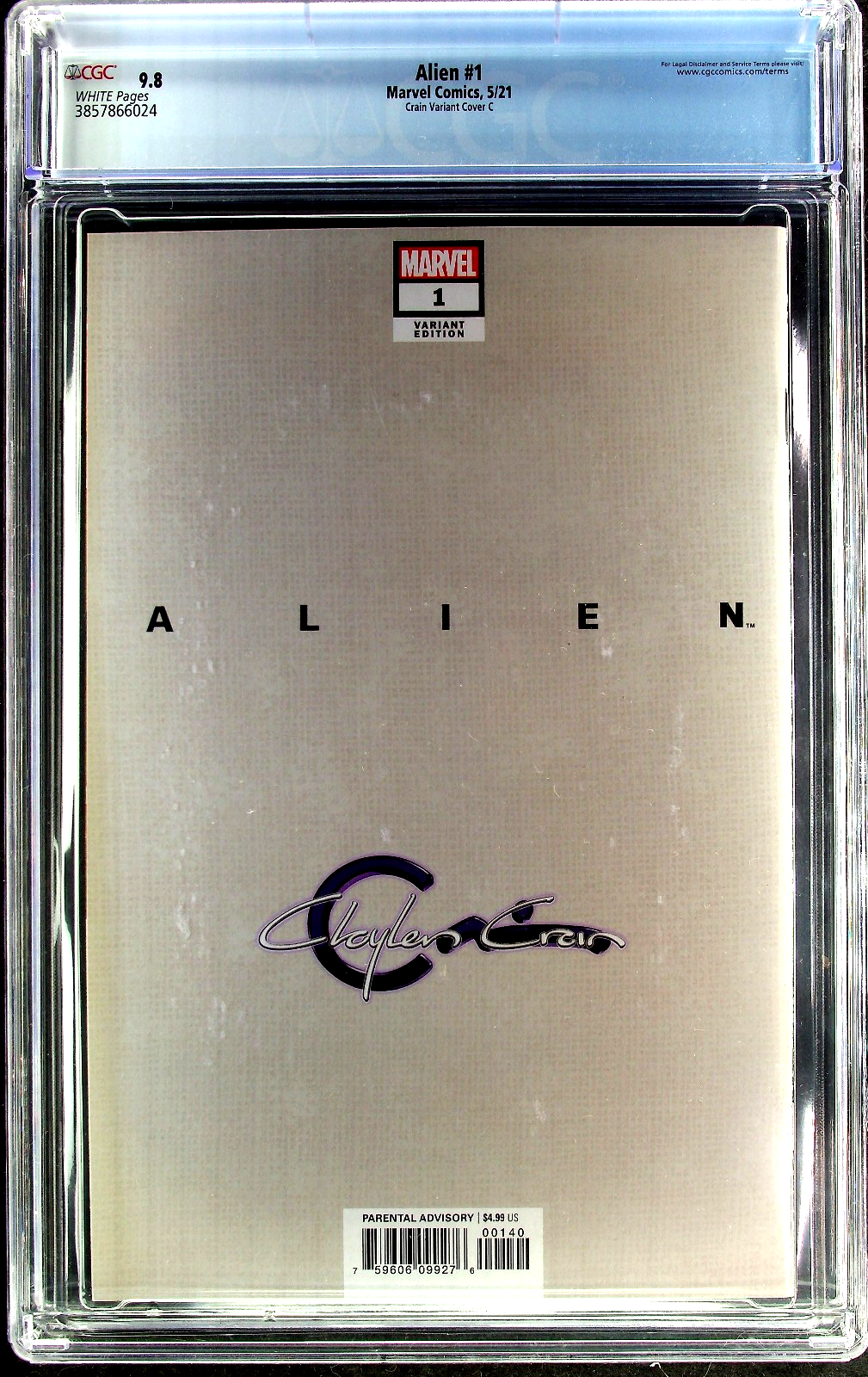 Alien #1 (2021) CGC 9.8 NM/MT WHITE Clayton Crain Cover A