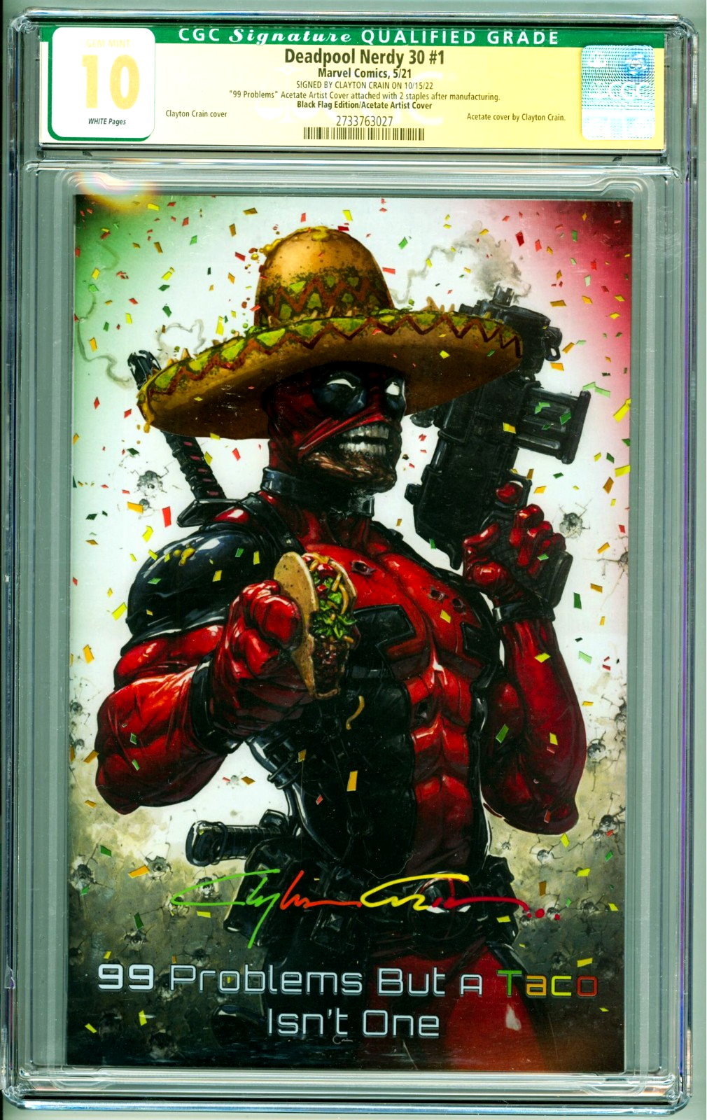 Deadpool Nerdy 30 #1 (2021) CGC 10 GEM QUAL SS Crain Infinity Acetate TOP GRADE