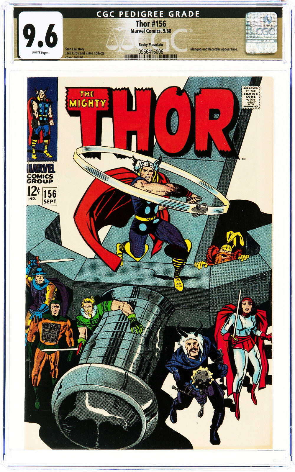 Thor #156 (1968) CGC 9.6 NM+ White Pages Rocky Mountain Pedigree