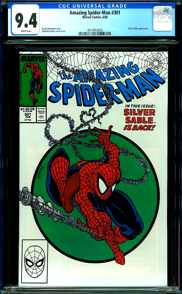 Amazing Spider-Man #301 (1988) CGC 9.4 NM White Classic McFarlane Silver Sable
