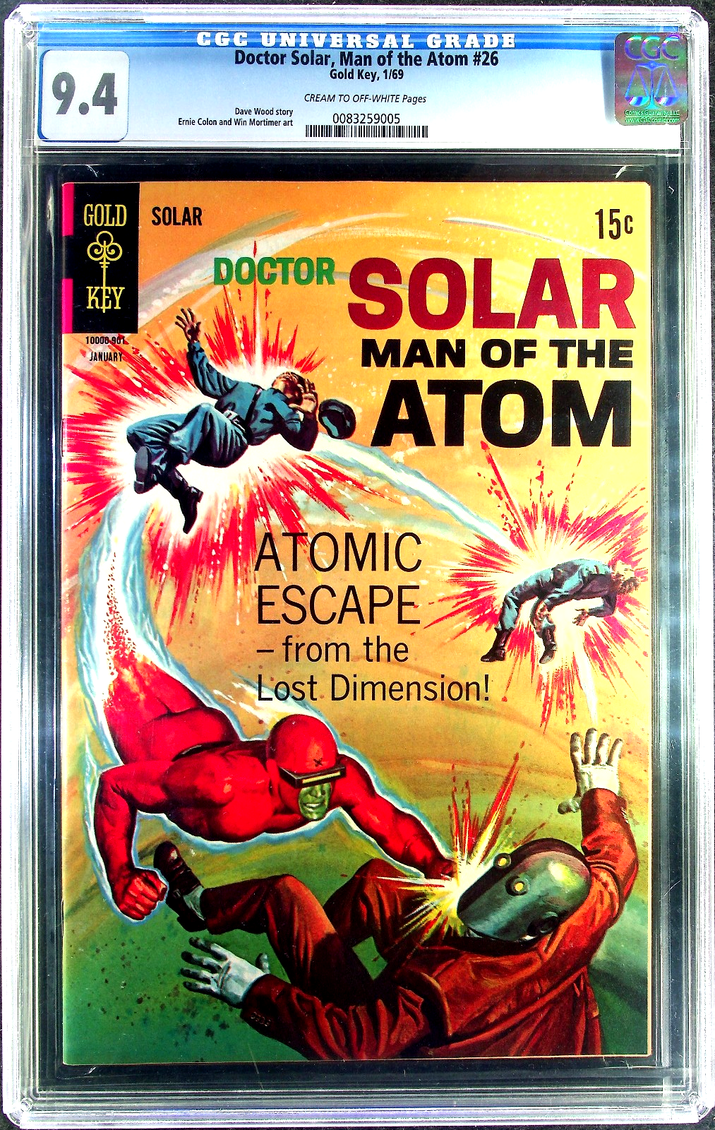 Doctor Solar, Man of the Atom #26 (1969) CGC NM 9.4 C/OW Gold KEY Painted Cover
