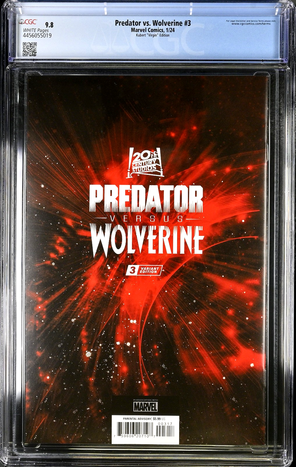 Predator vs Wolverine #3 (2023) CGC 9.8 NM/MT Adam Kubert 1:100 Virgin Variant