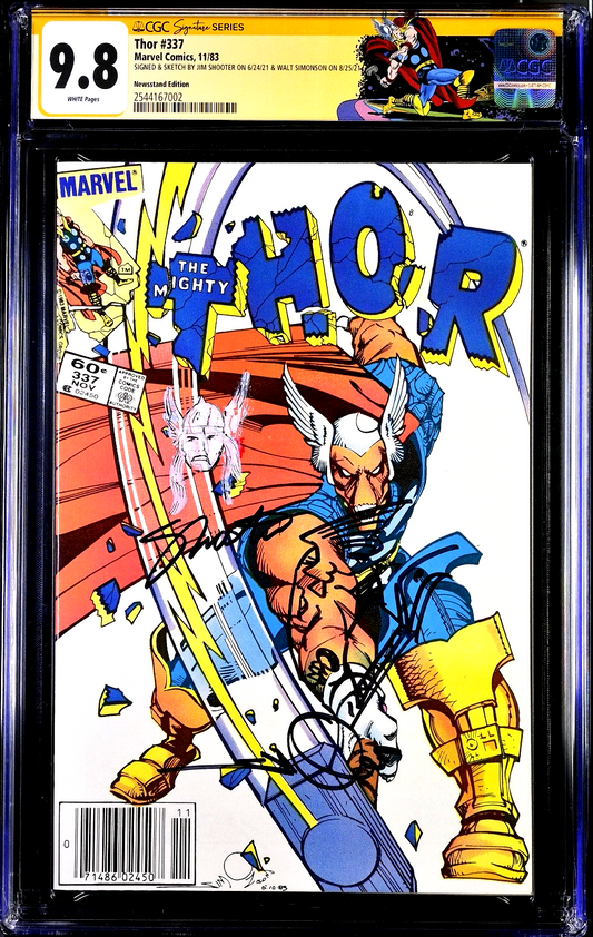 Thor #337 (1983) CGC SS 9.8 Newsstand Sign Sketch Shooter Simonson Custom Label