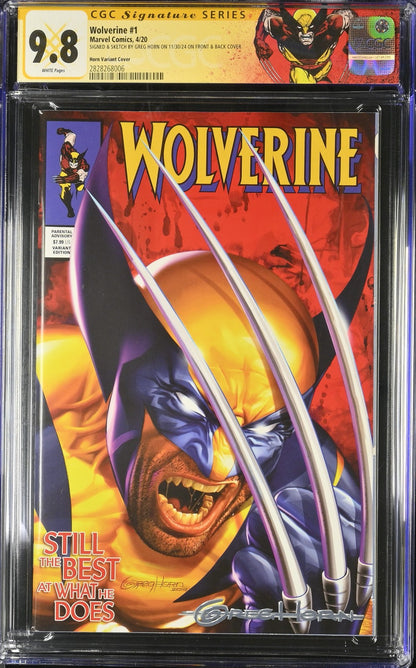 Wolverine #1 (2020) CGC 9.8 NM/MT SS Greg Horn Enhanced Signature Custom Label