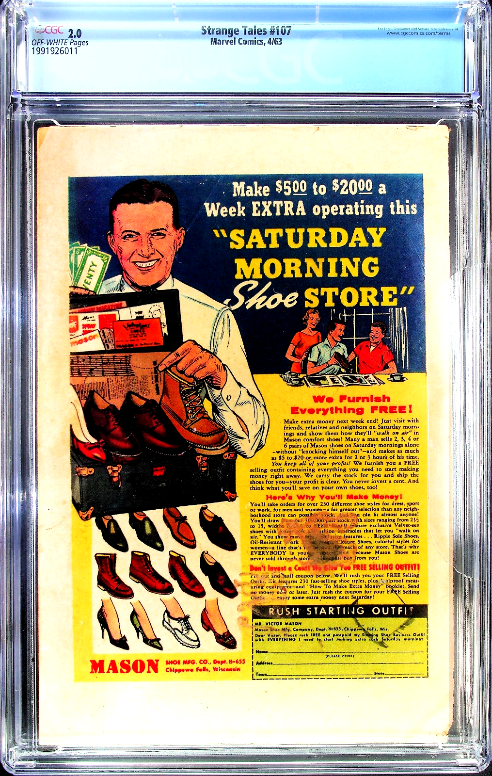 Strange Tales #107 (1963) CGC 2.0 GD OW Pages Sub-Mariner & Human Torch Battle