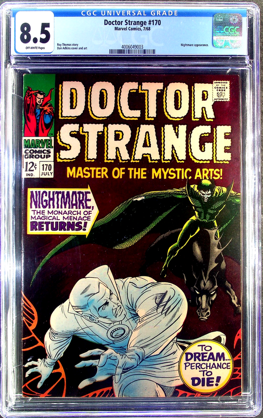 Doctor Strange #170 (1968) CGC 8.5 VF+ OW Pages KEY Nightmare Appearance