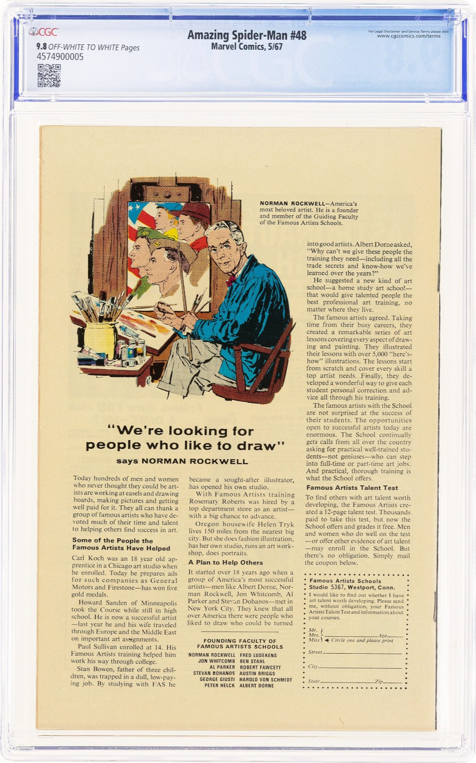 Amazing Spider-Man #48 (1967) CGC 9.8 NM/MT OW/White 1st Blackie Drago Vulture