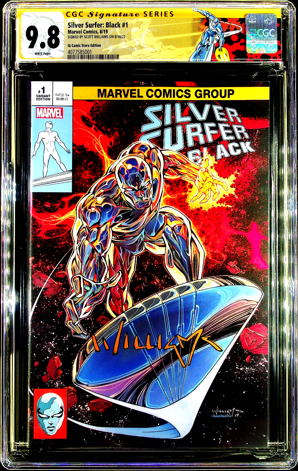 Silver Surfer Black #1 (2019) CGC SS 9.8 IG Comic Williams Signed Custom Label