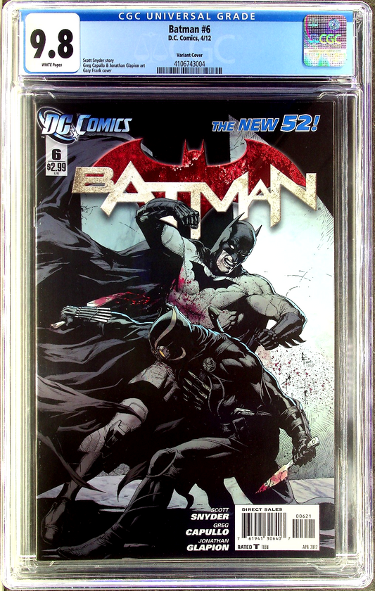 Batman #6 (2011) CGC 9.8 NM/MT WHITE Key 1st Court of Owls Gary Frank Ltd 1:25 