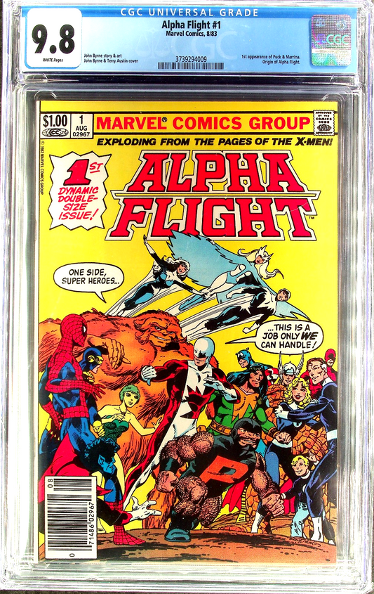 Alpha Flight #1 (1983) CGC NM/MT WHITE 1st Omega Flight & Byrne Series Newsstand