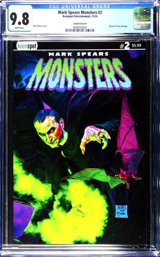 Mark Spears Monsters #2 (2024) CGC 9.8 NM/MT Cover B Spawn #1 Homage