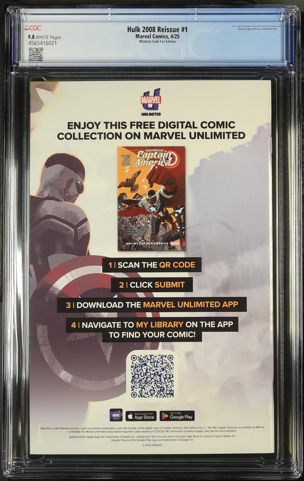 Hulk #1 (2025) CGC 9.8 NM/MT Whatnot Gold Foil 2008 Reissue McGuinness LTD 300