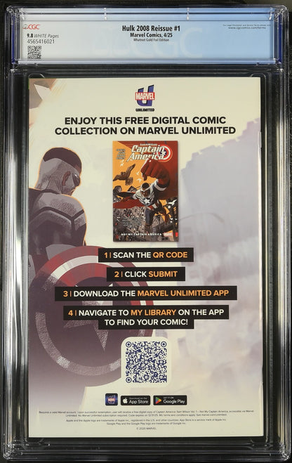Hulk #1 (2025) CGC 9.8 NM/MT Whatnot Gold Foil 2008 Reissue McGuinness LTD 300