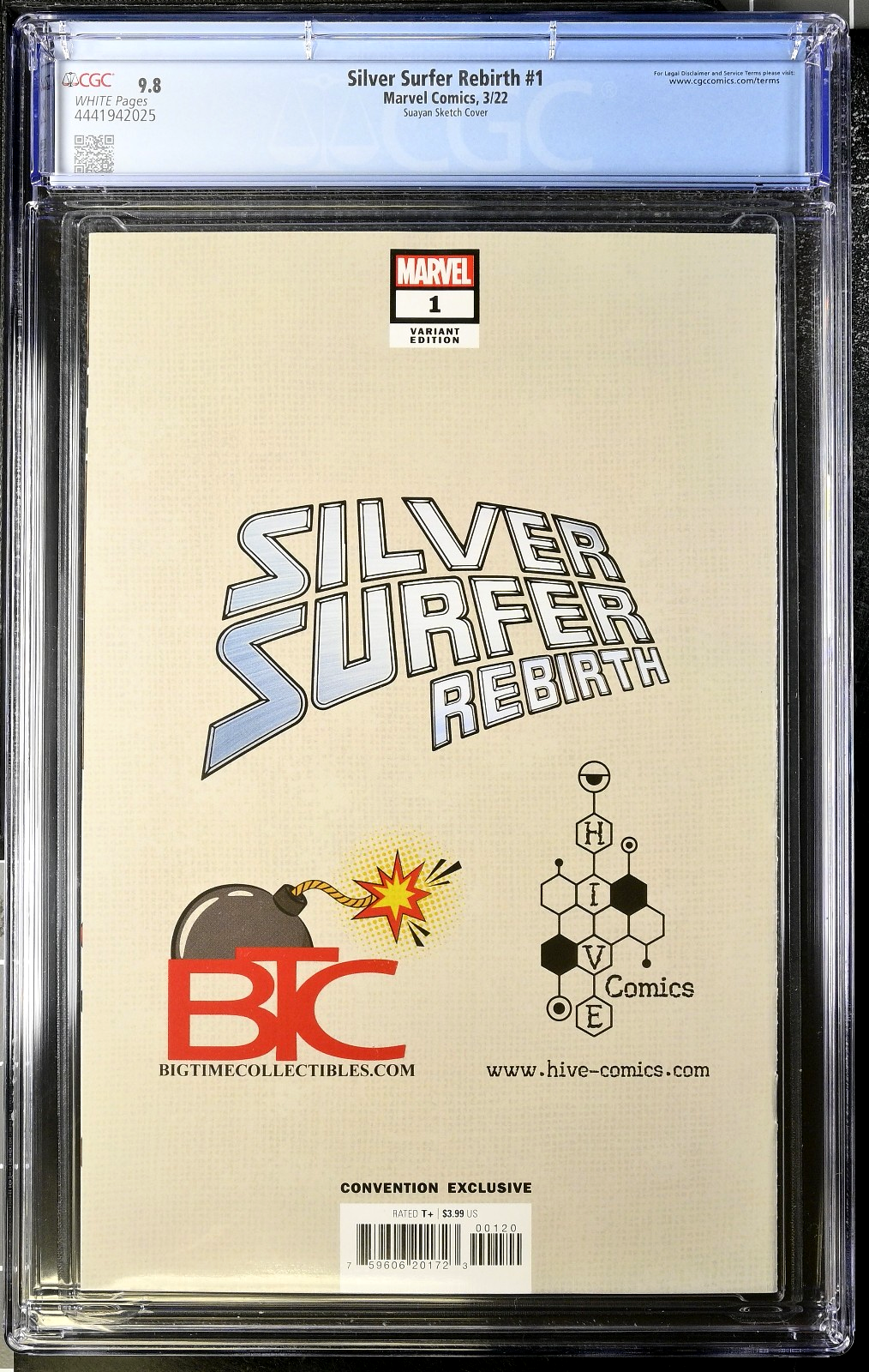 Silver Surfer Rebirth #1 (2022) CGC 9.8 NM/MT BTC Suayan B&W Sketch Color Splash