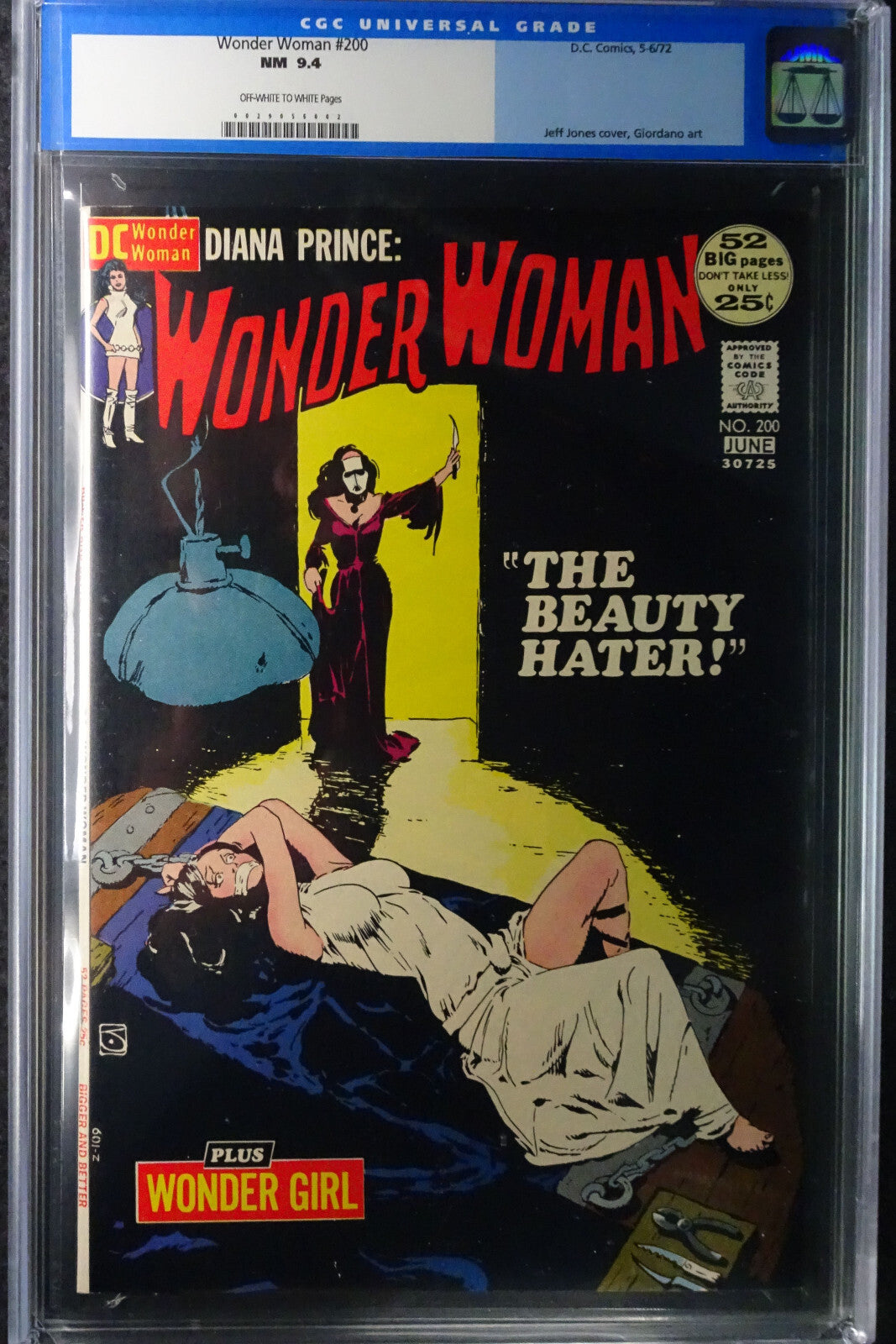 Wonder Woman #200 (1972) CGC 9.4 NM OW WHITE Jones Bondage Cover Old Label