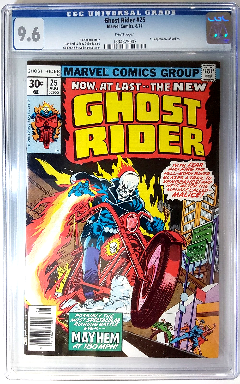 Ghost Rider #25 (1977) CGC 9.6 NM+ WHITE KEY Iconic Gil Kane Cover 1st Malice