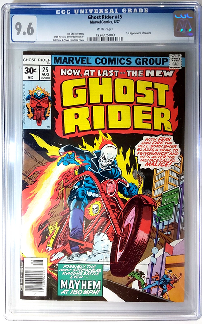 Ghost Rider #25 (1977) CGC 9.6 NM+ WHITE KEY Iconic Gil Kane Cover 1st Malice