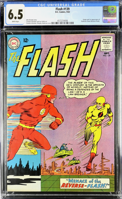 Flash #139 (1963) CGC 6.5 FN+ WHITE Pages KEY 1st Reverse Flash Professor Zoom
