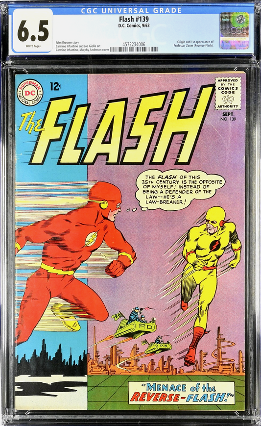 Flash #139 (1963) CGC 6.5 FN+ WHITE Pages KEY 1st Reverse Flash Professor Zoom