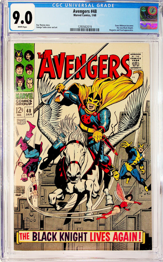Avengers #48 (1968) CGC 9.0 VF/NM WHITE Whitman Key Origin & 1st Black Knight