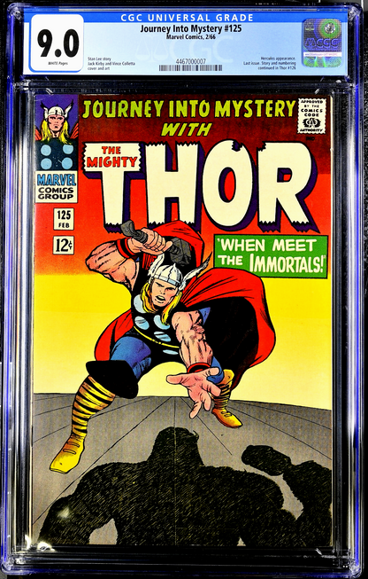 Journey Into Mystery #125 (1966) CGC 9.0 VF/NM WHITE Kirby KEY Last Issue Thor
