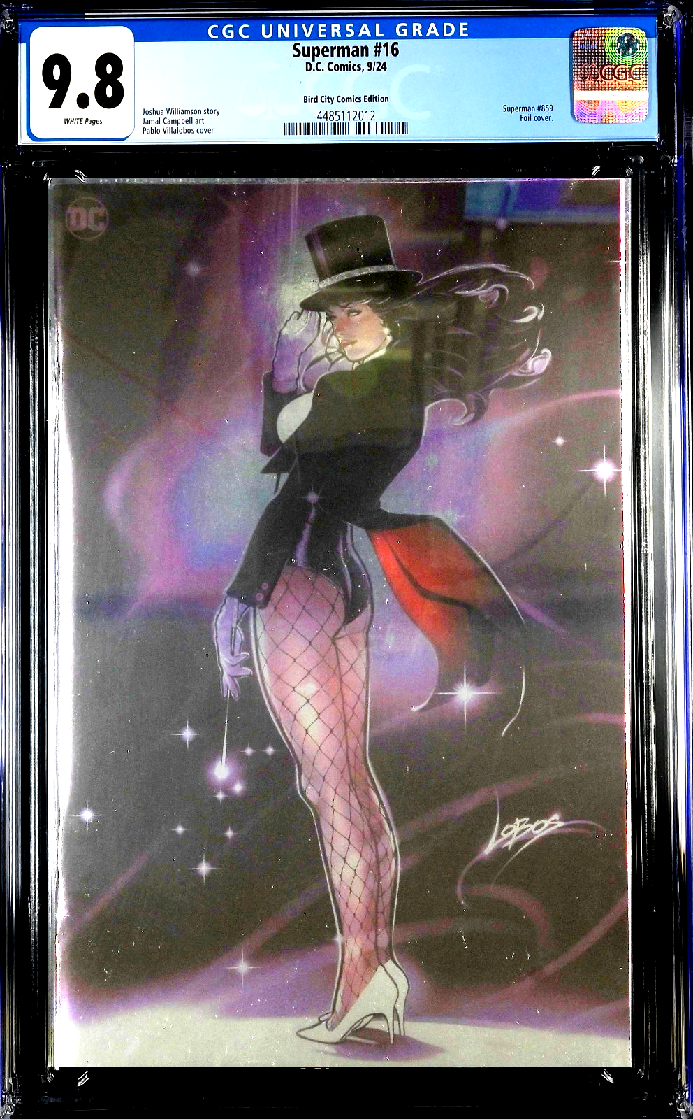 Superman #16 (2024) CGC 9.8 NM/MT LGY #859 Bird City Virgin Foil Zatanna Cover