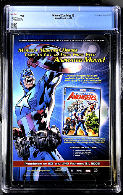 Marvel Zombies #3 (2006) CGC 9.8 NM/MT WHITE Arthur Suydam Hulk #340 Homage