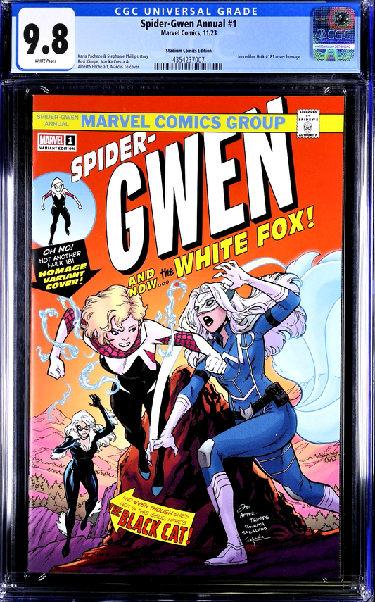 Spider Gwen Annual #1 (2023) CGC 9.8 Hulk 181 Homage Ghost Spider vs. White Fox