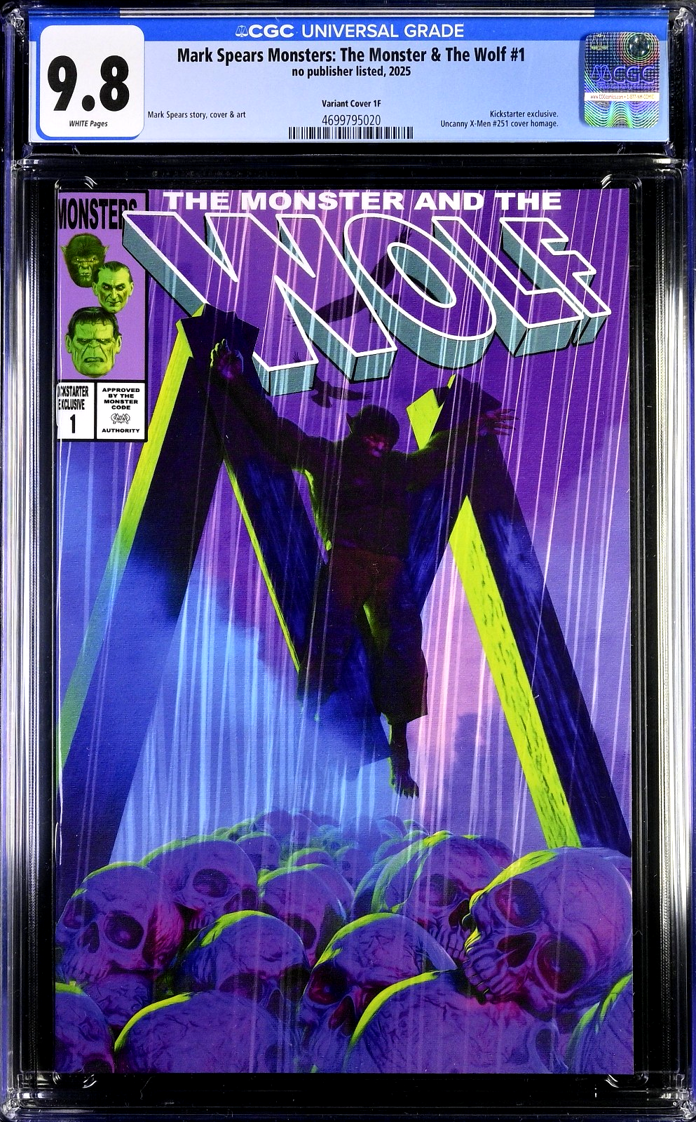 Mark Spears Monster & The Wolf #1 (2025) CGC 9.8 Kickstarter Cvr F X-Men Homage