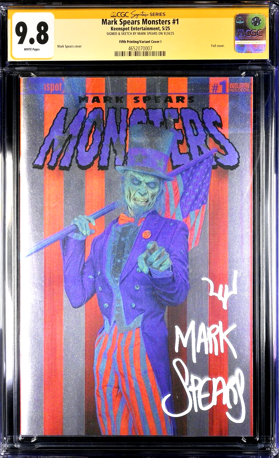 Mark Spears Monsters #1 (2025) CGC SS 9.8 Sign 5th Discord Uncle Sam Foil Ltd 76