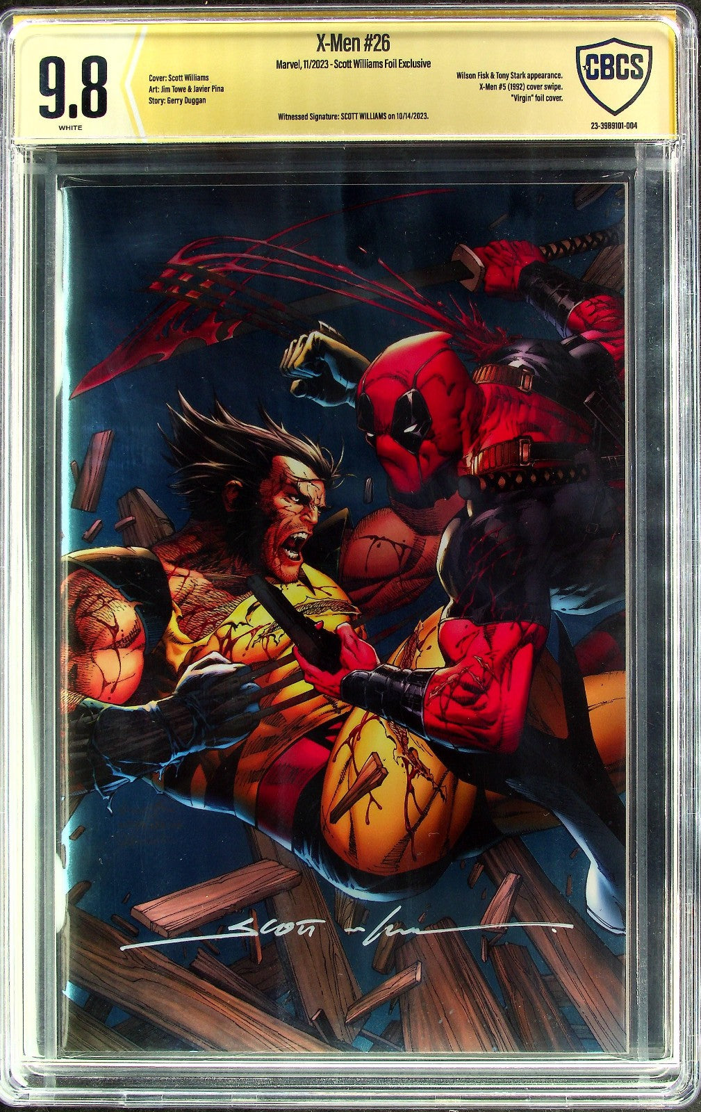 X-Men #26 (2023) CBCS 9.8 NM/MT Scott Williams Signed NYCC Foil (Ltd 1992)
