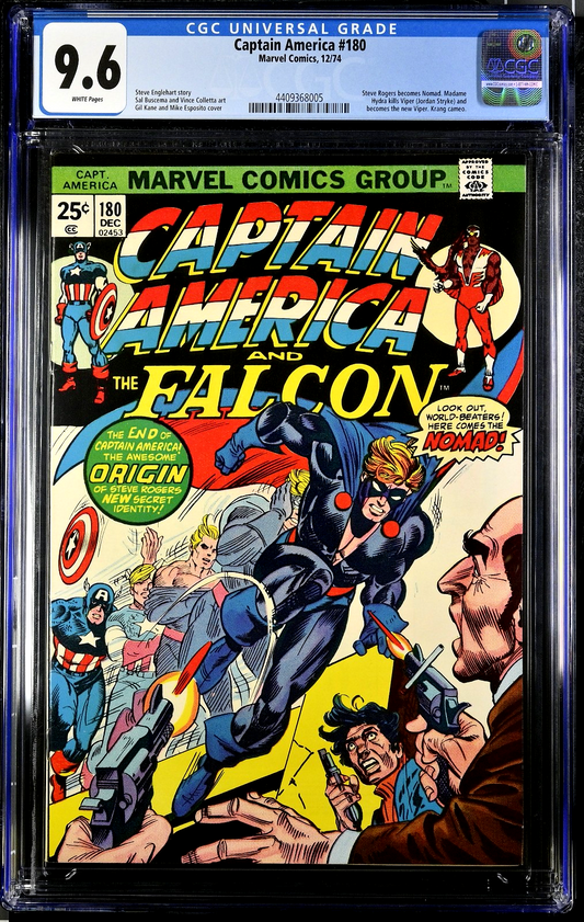 Captain America #180 (1974) CGC 9.6 NM+ WHITE KEY 1st Nomad Steve Rovers & Viper