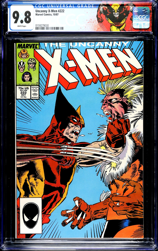 Uncanny X-Men #222 (1987) CGC 9.8 NM/MT Wolverine vs Sabretooth Custom Label