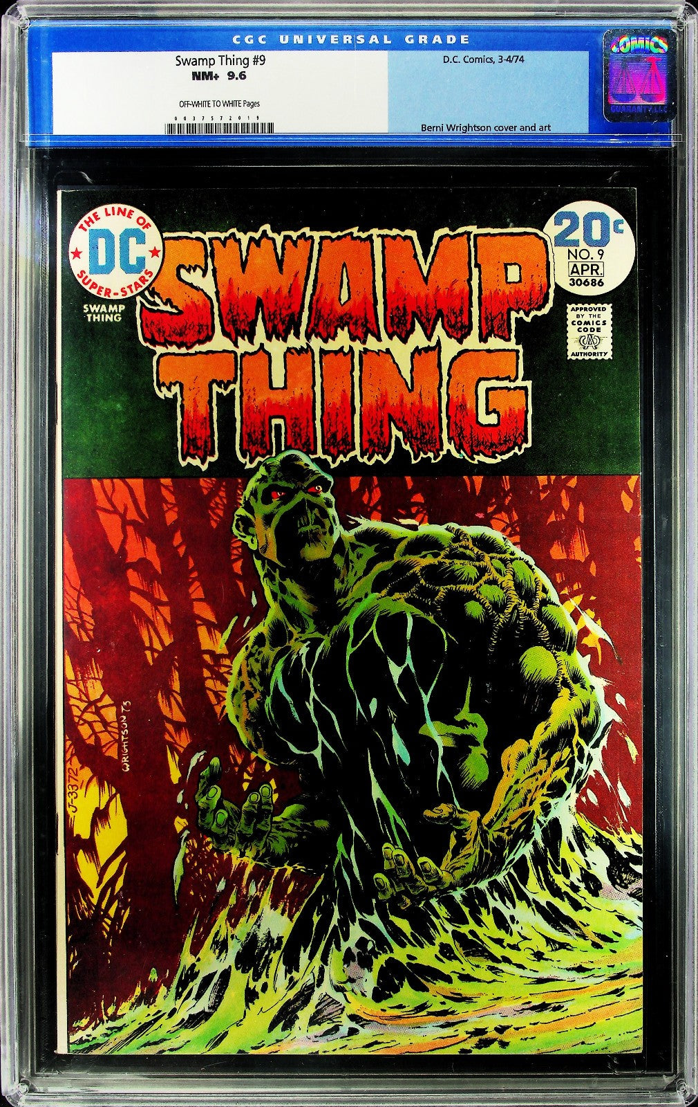 Swamp Thing #9 (1972) CGC 9.6 NM OW/W Iconic Bernie Wrightson Cover Old Label