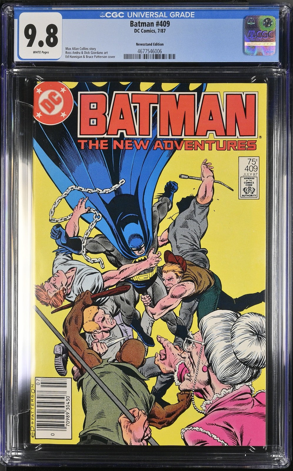 Batman #409 (1987) CGC 9.8 NM/MT White Newsstand Edition (WTC/BT)