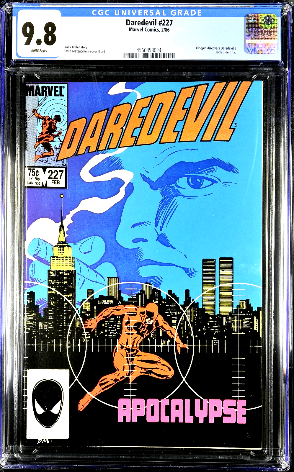 Daredevil #227 (1986) CGC 9.8 NM/MT Kingpin Born Again Iconic NYC WTC Background