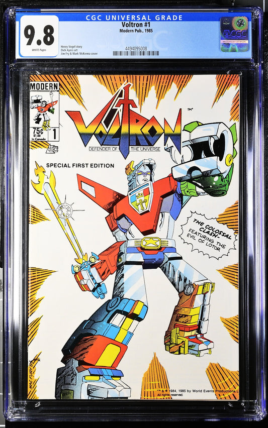 Voltron #1 (1985) CGC 9.8 NM/MT WHITE Pages Mac Fury Cover