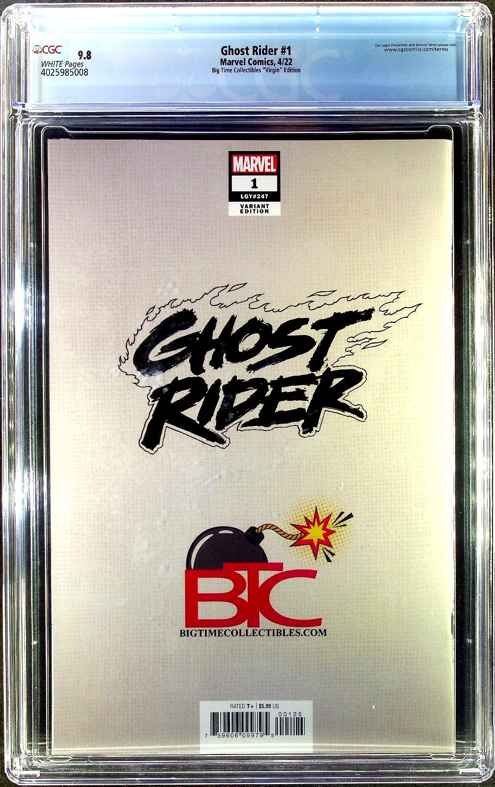 Ghost Rider #1 (2022) CGC 9.8 NM/MT Lucio Parrillo Virgin BTC WhatNot Exclusive