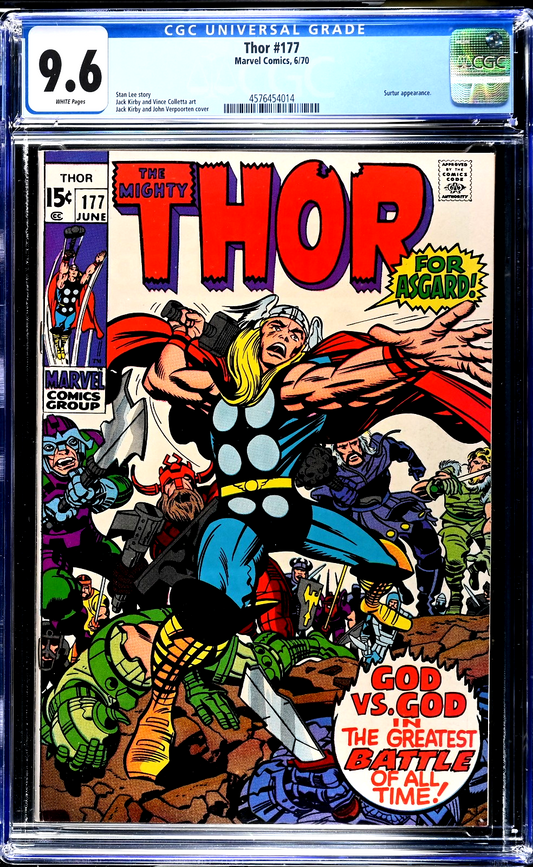 Thor #177 (1970) CGC 9.6 NM+ WHITE Pages Classic Jack Kirby Cover Surtur Appears