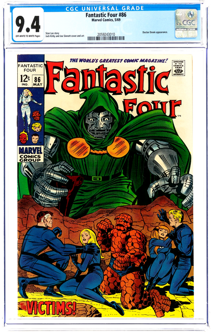 Fantastic Four 86 (1969) CGC 9.4 NM OW/White Kirby Iconic Doctor Doom Cover