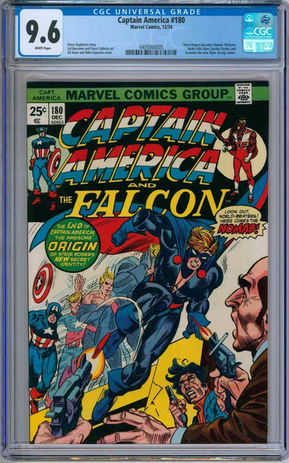 Captain America #180 (1974) CGC 9.6 NM+ WHITE KEY 1st Nomad Steve Rovers & Viper