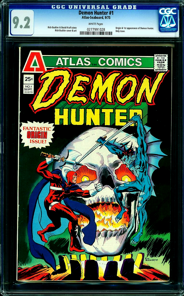 Demon Hunter 1 (1975) CGC 9.2 NM- WHITE Pages Origin 1st Appearance Skull Cover