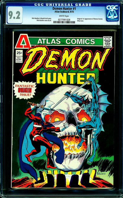 Demon Hunter 1 (1975) CGC 9.2 NM- WHITE Pages Origin 1st Appearance Skull Cover