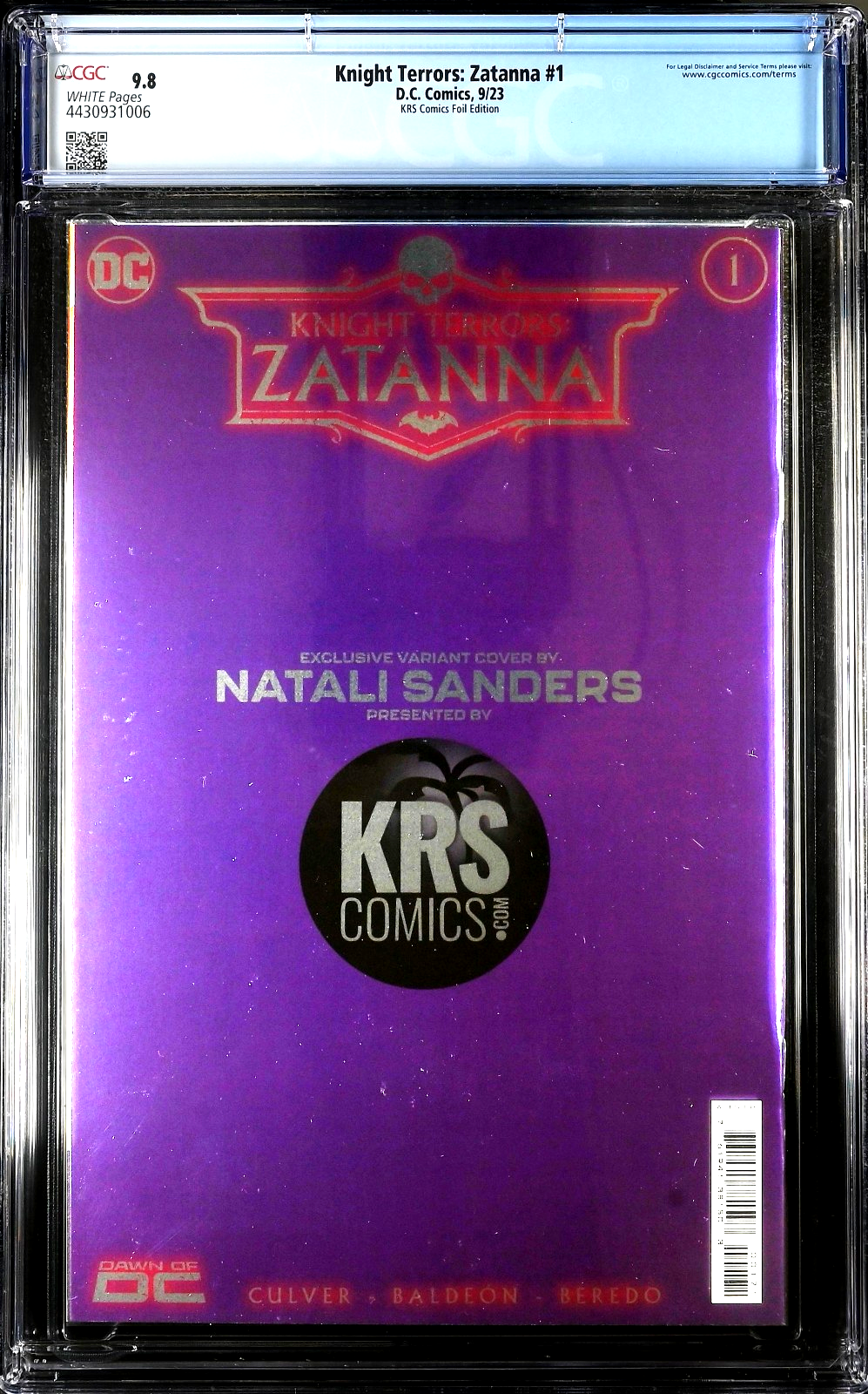 Knight Terrors Zatanna #1 (2023) CGC 9.8 NM/MT WHITE KRS Comics Foil Virgin