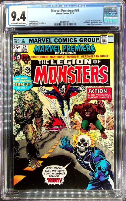 Marvel Premiere #28 (1976) CGC 9.4 NM OW/White Pages KEY 1st Legion of Monsters