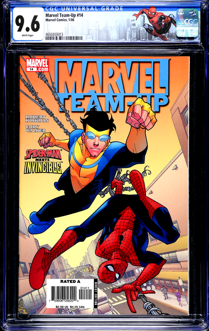 Marvel Team-Up #14 (2006) CGC 9.6 NM+ WHITE Invincible Spider-Man Custom Label