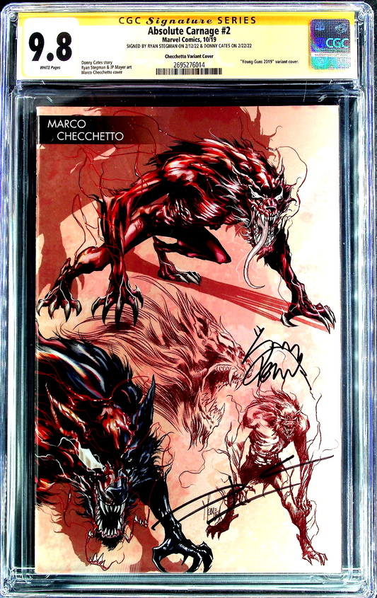 Absolute Carnage #2 (2019) CGC 9.8 NM/MT SS Checchetto Cvr Cates Stegman Signed